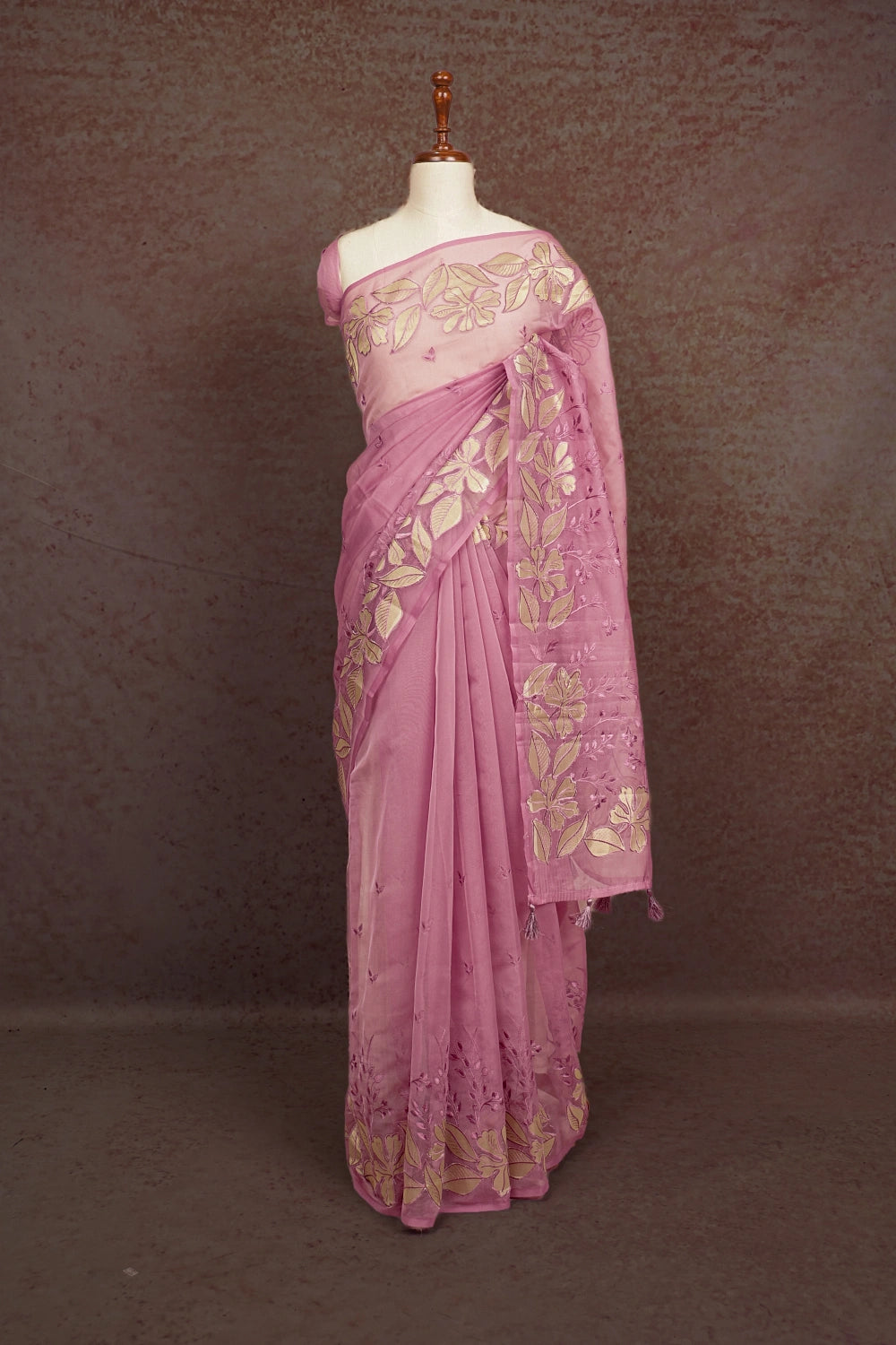 Onion Lavender Color Soft Organza Saree