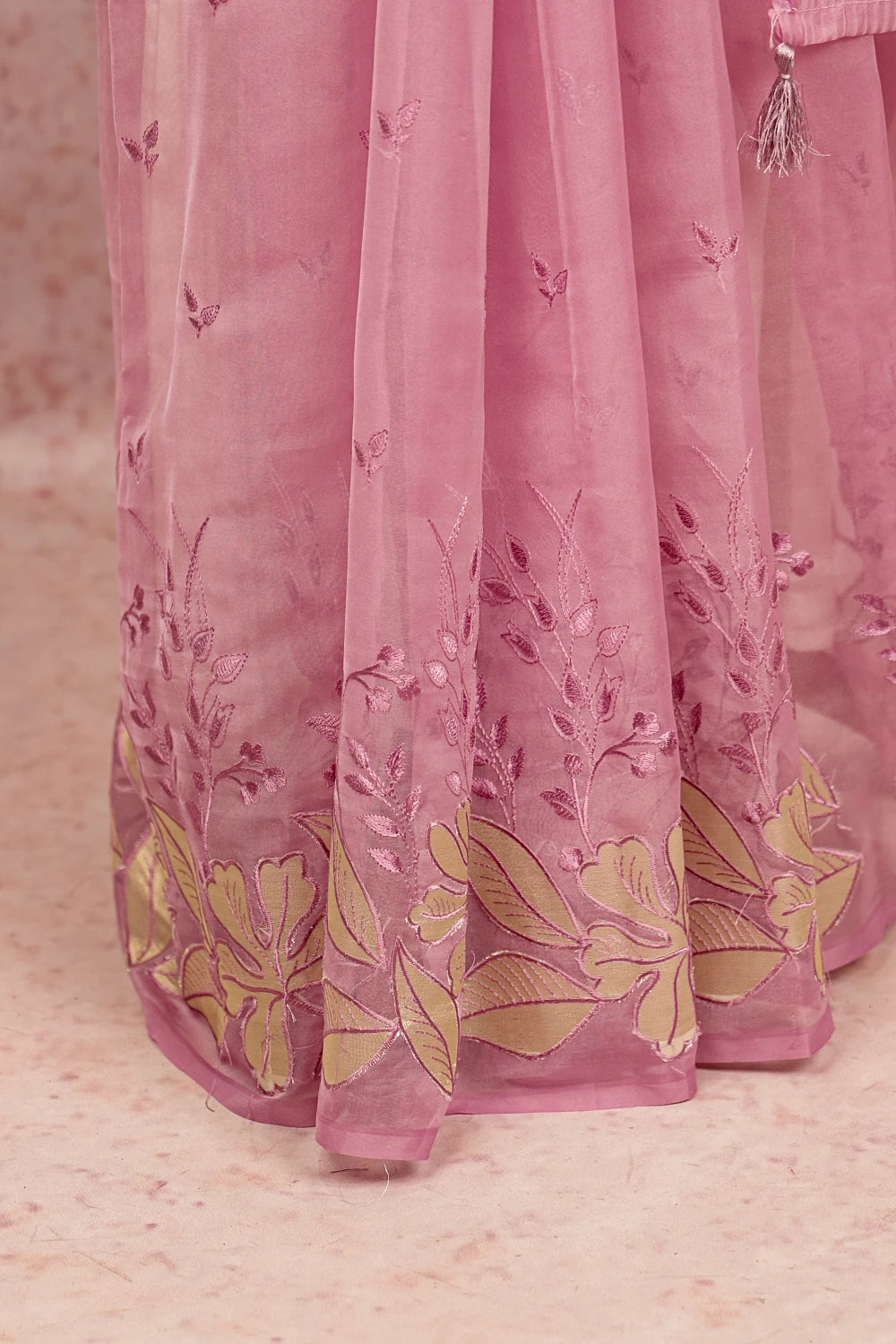 Onion Lavender Color Soft Organza Saree