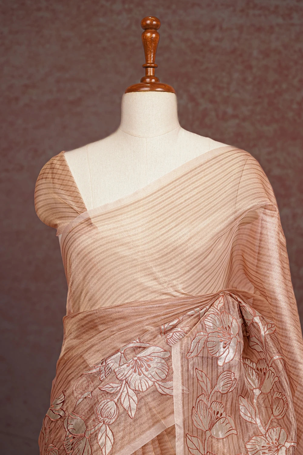 Rose Gold Chanderi Organza Saree
