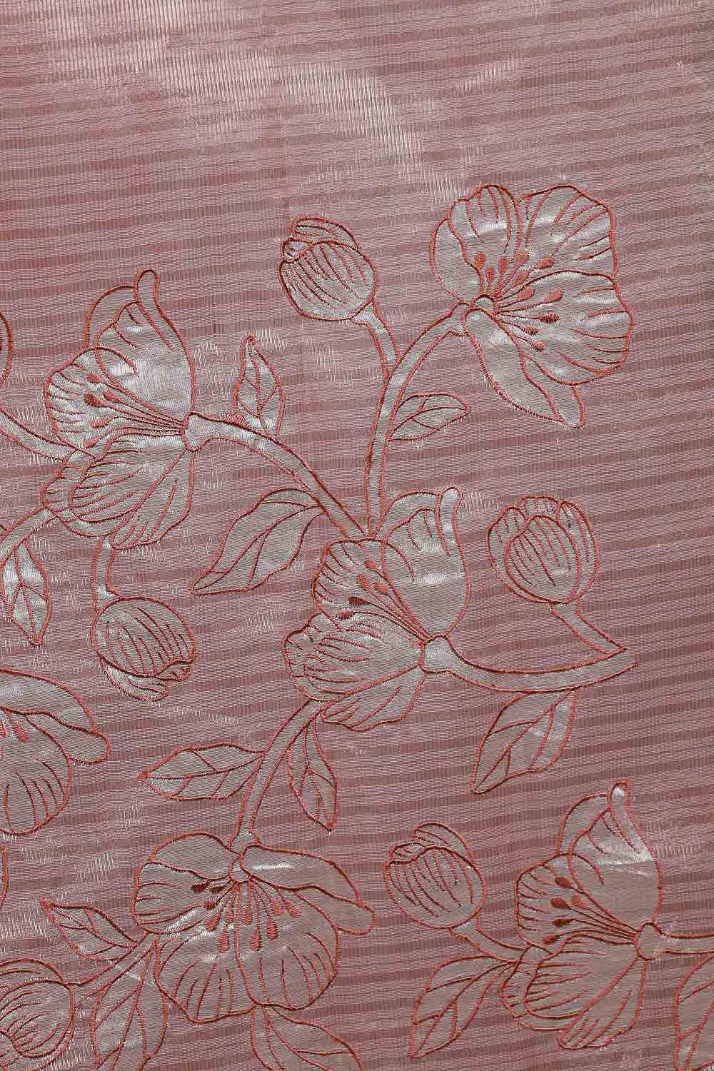 Rose Gold Chanderi Organza Saree