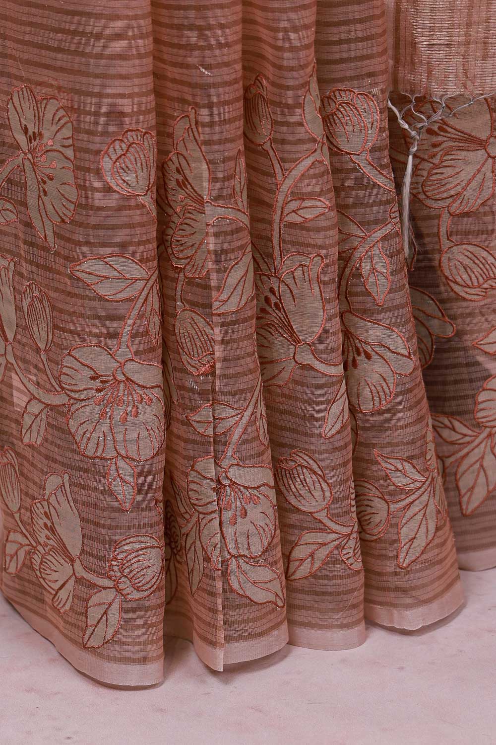 Rose Gold Chanderi Organza Saree