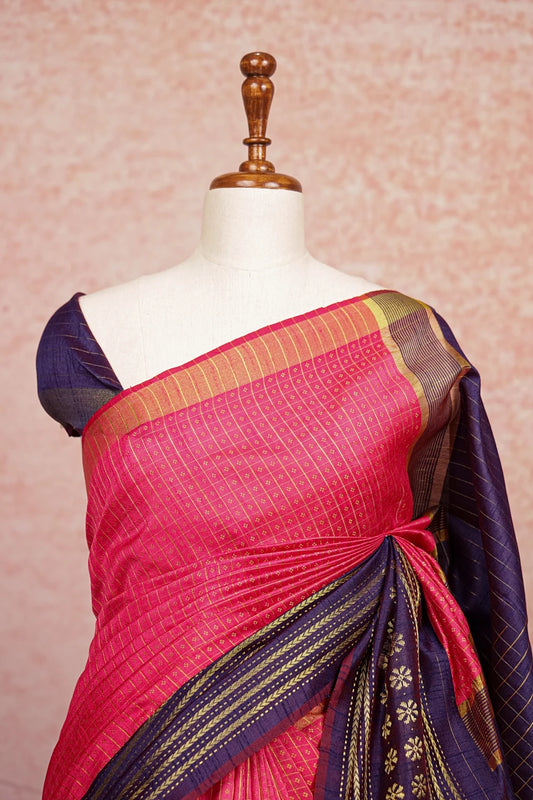 Red Semi Tussar Saree