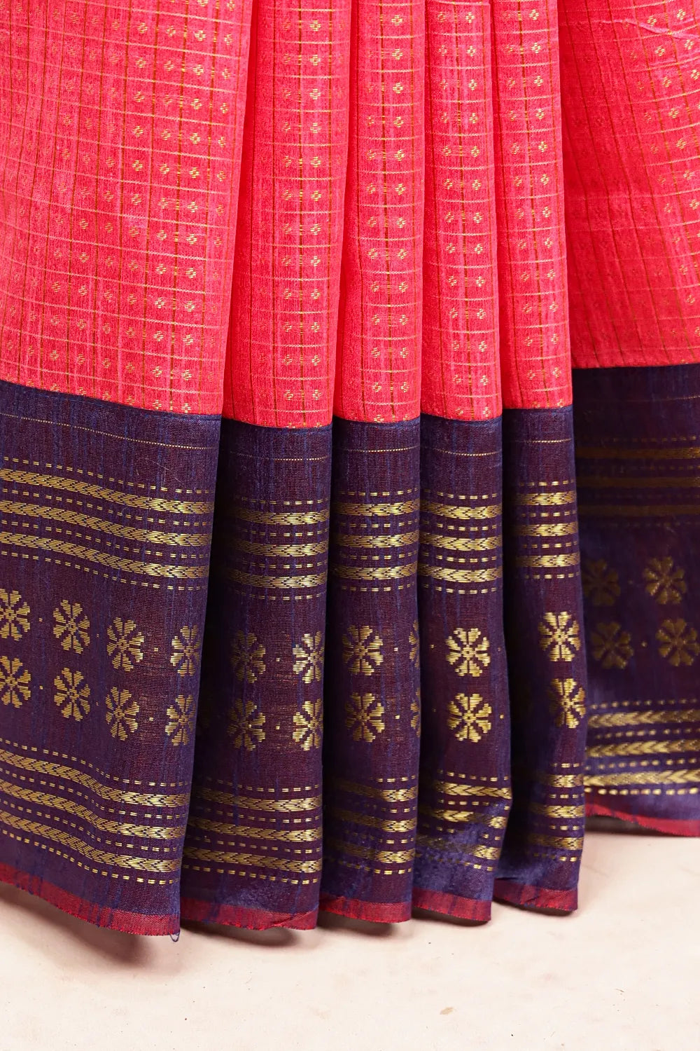 Red Semi Tussar Saree