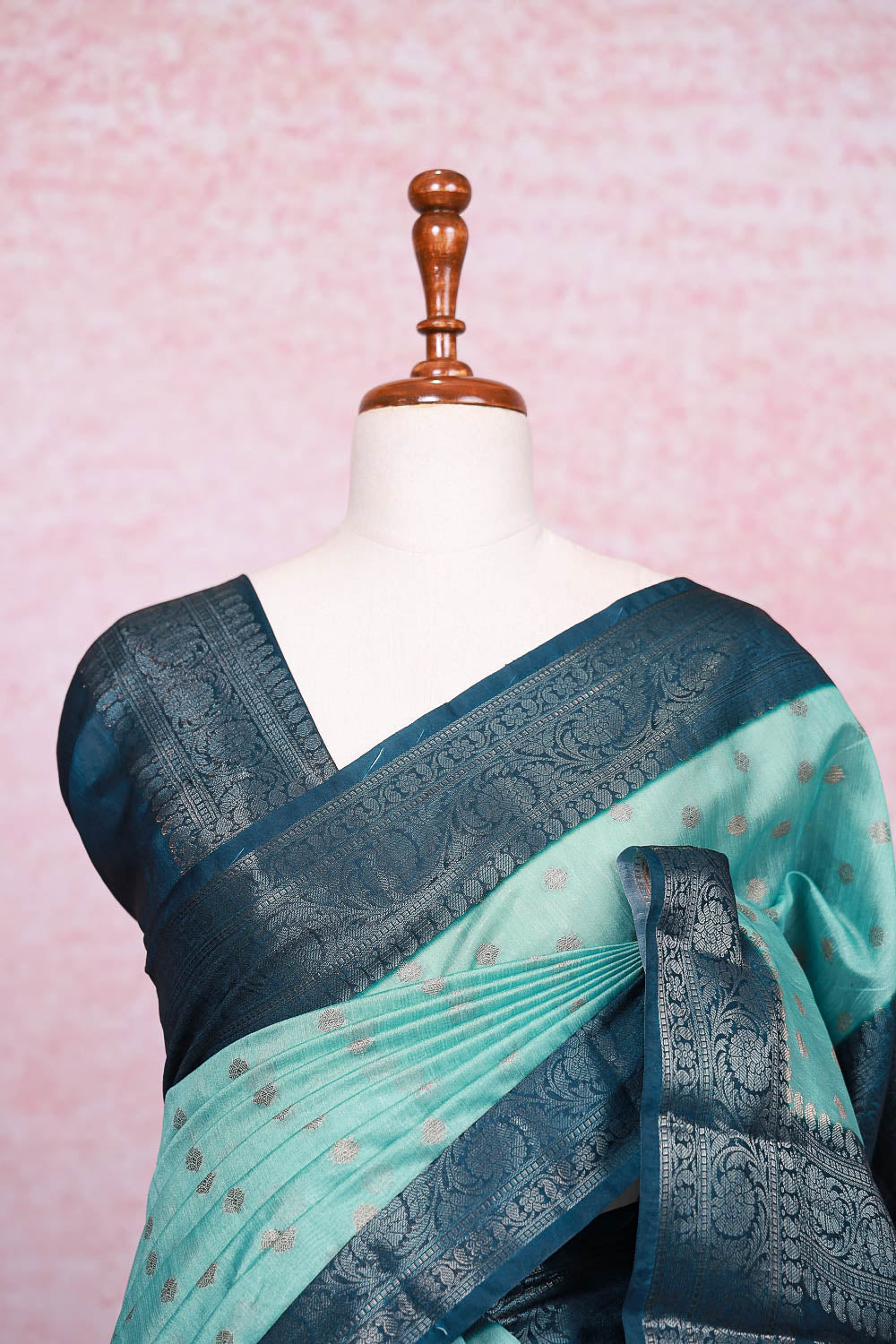 Light Green Semi Banarasi Saree