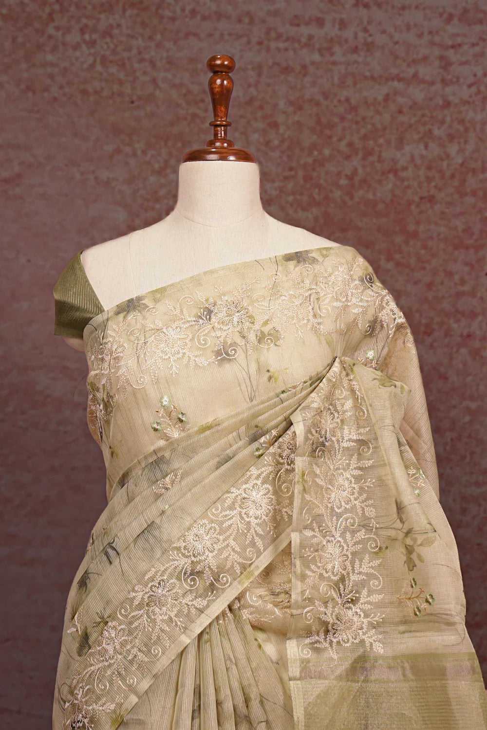 Cream Tissue Saree
