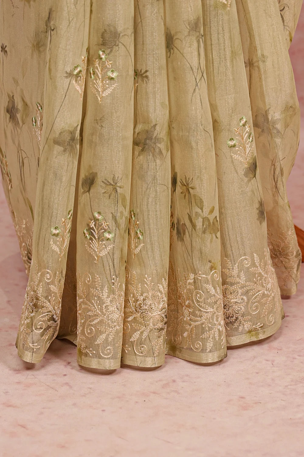 Cream Tissue Saree