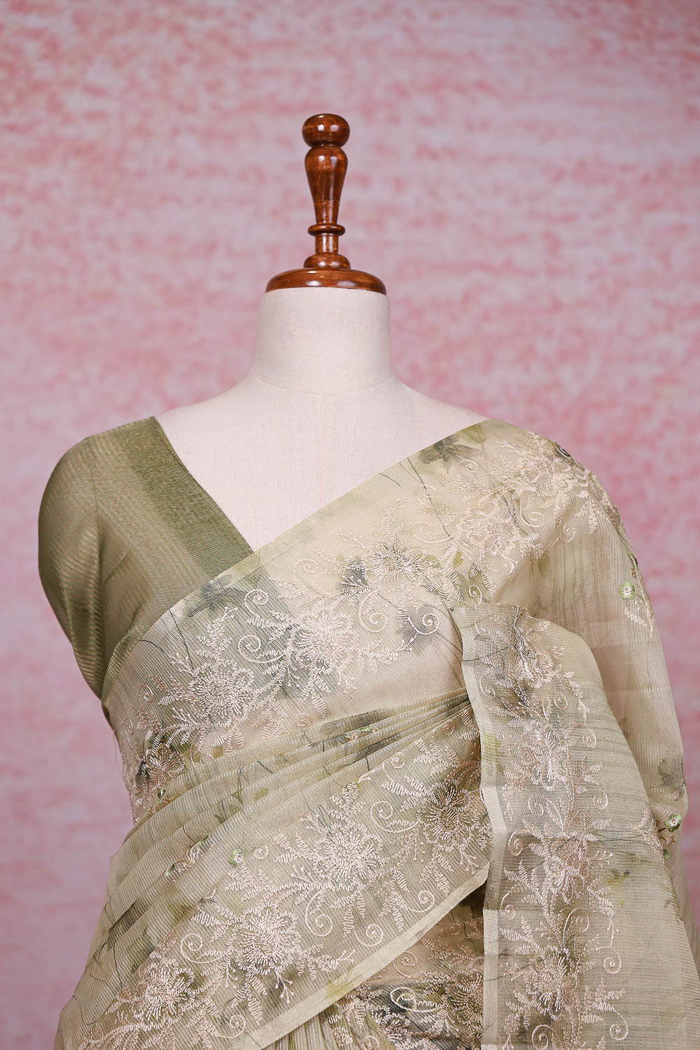 Cream Tissue Saree