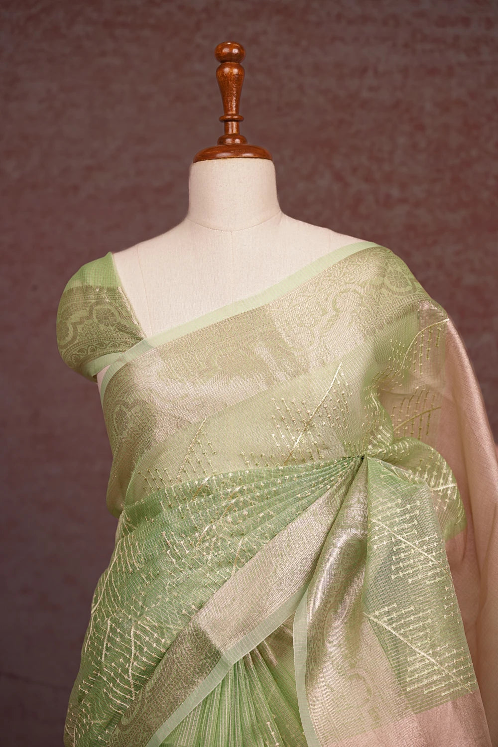 Light Green Gemi Tissue Saree