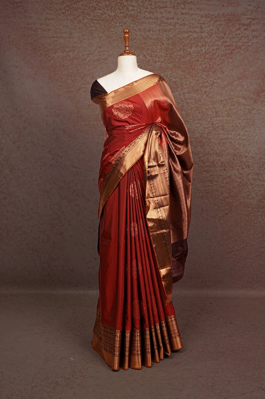 Maroon Semi Silk Saree