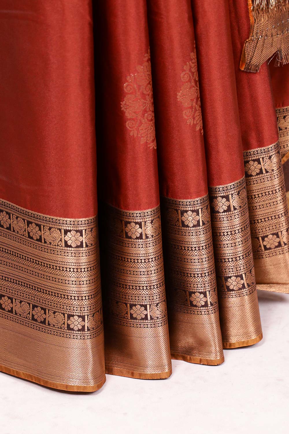 Rust Orange Semi Silk Saree