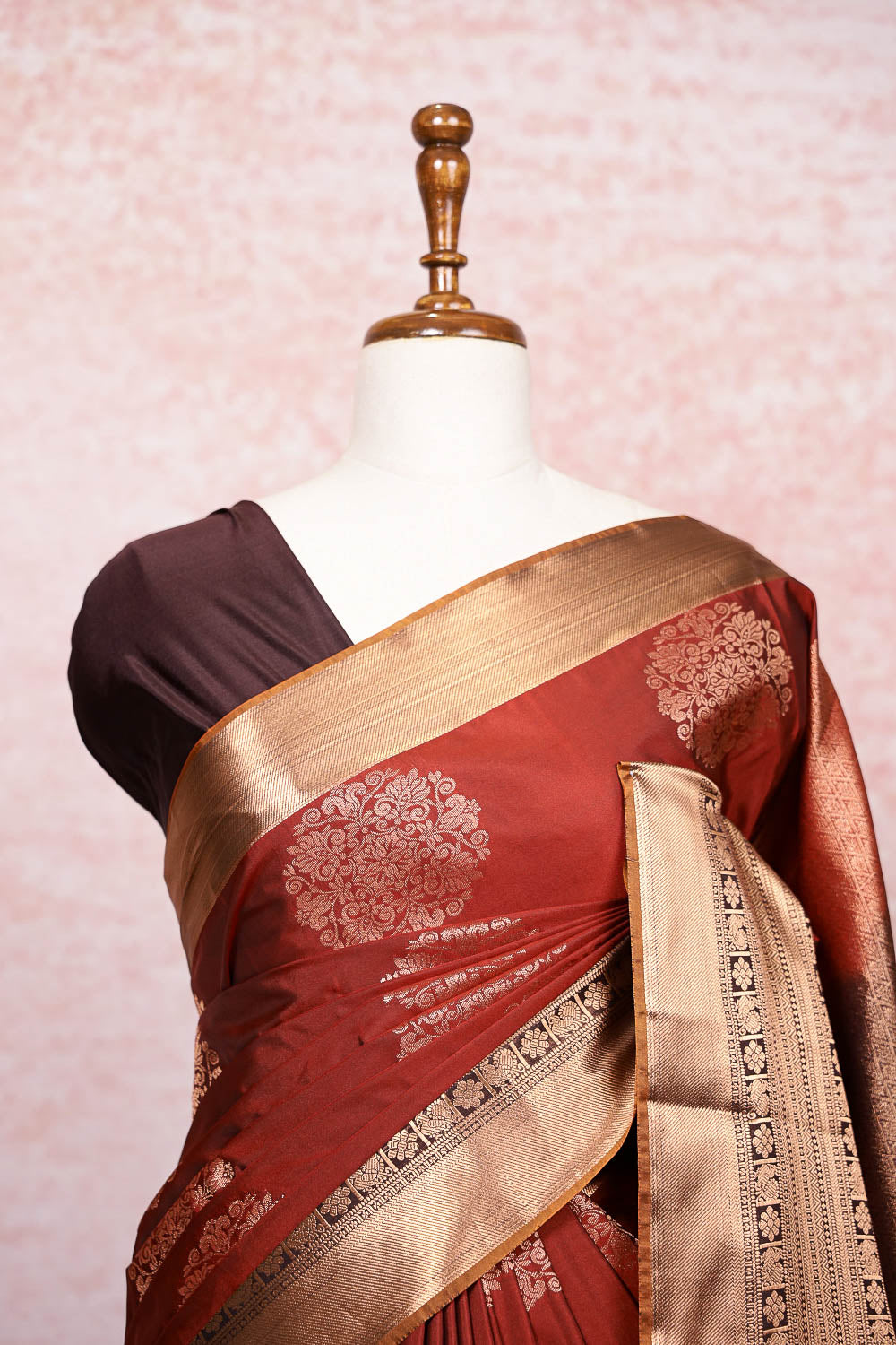 Rust Orange Semi Silk Saree