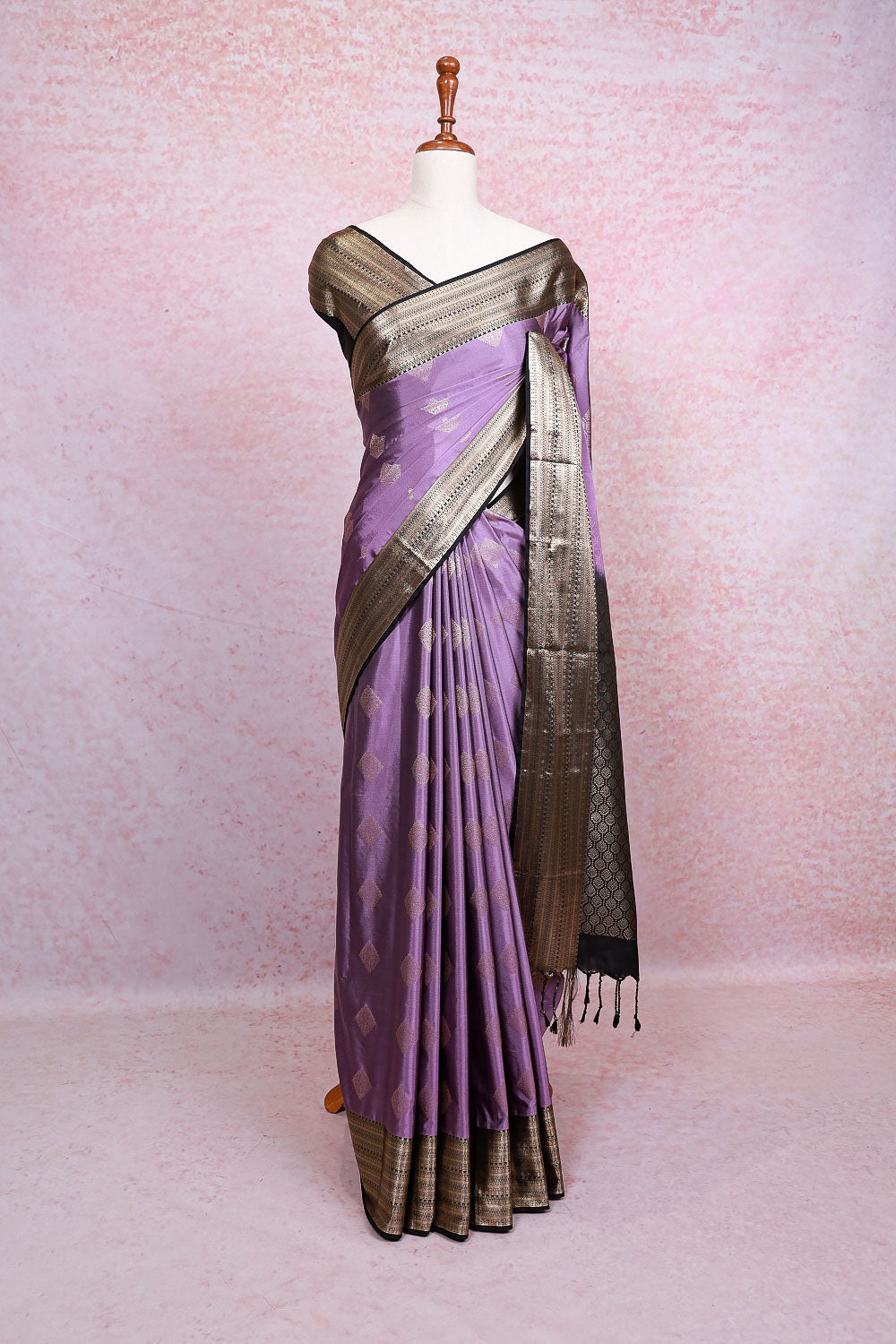 Lavender Semi Silk Saree