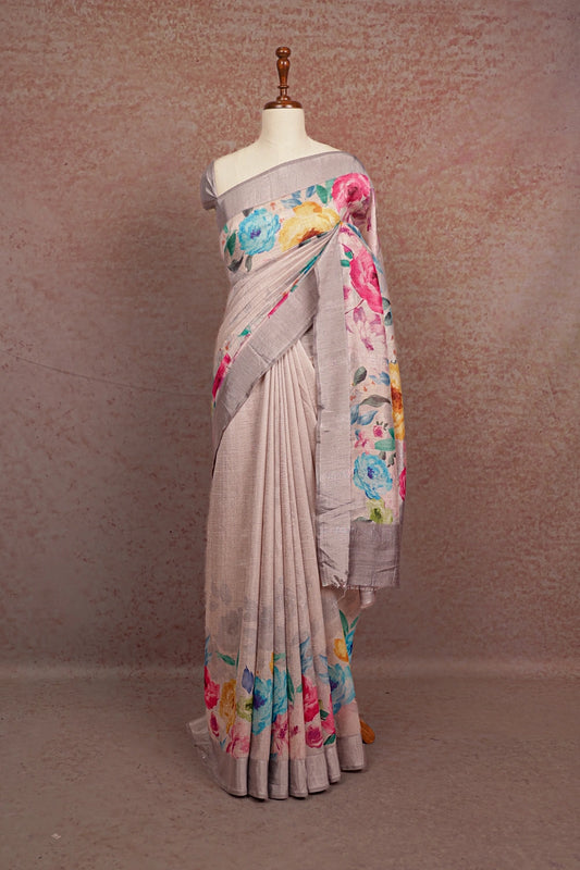 Ash Crush Crepe Saree