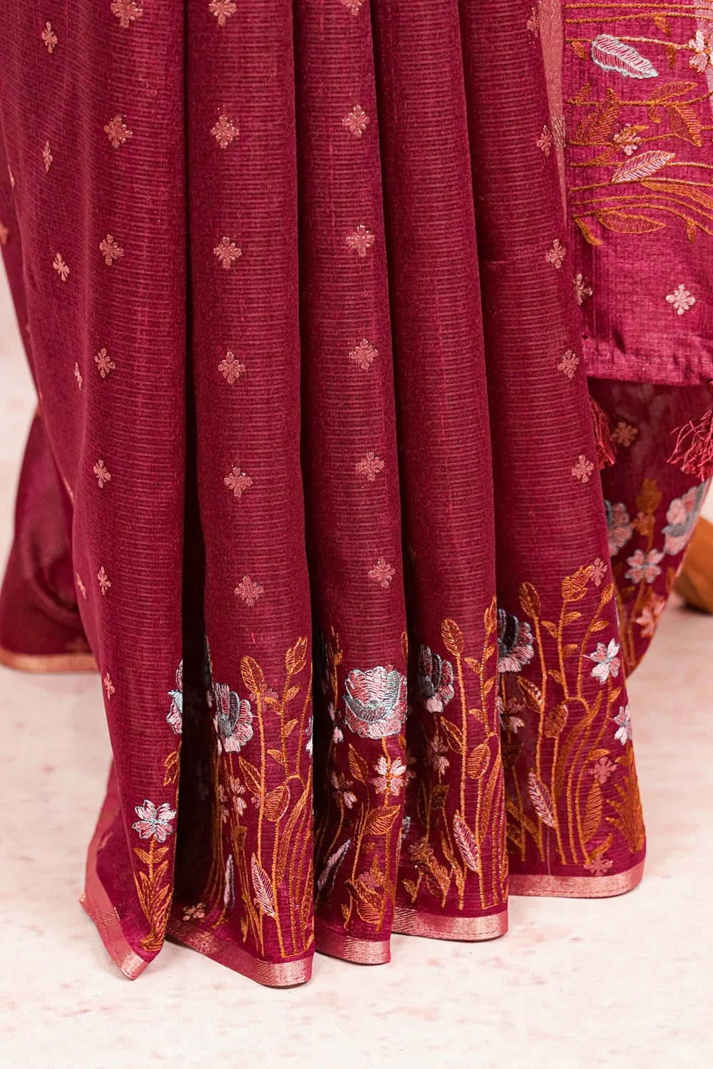 Wine Red Kota Silk Saree