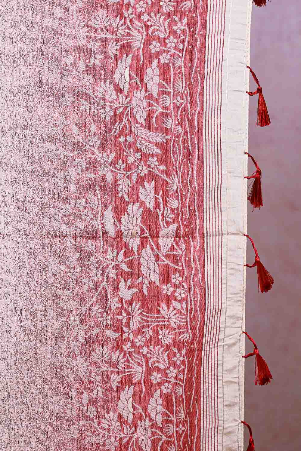 Cream Semi Tussar Saree