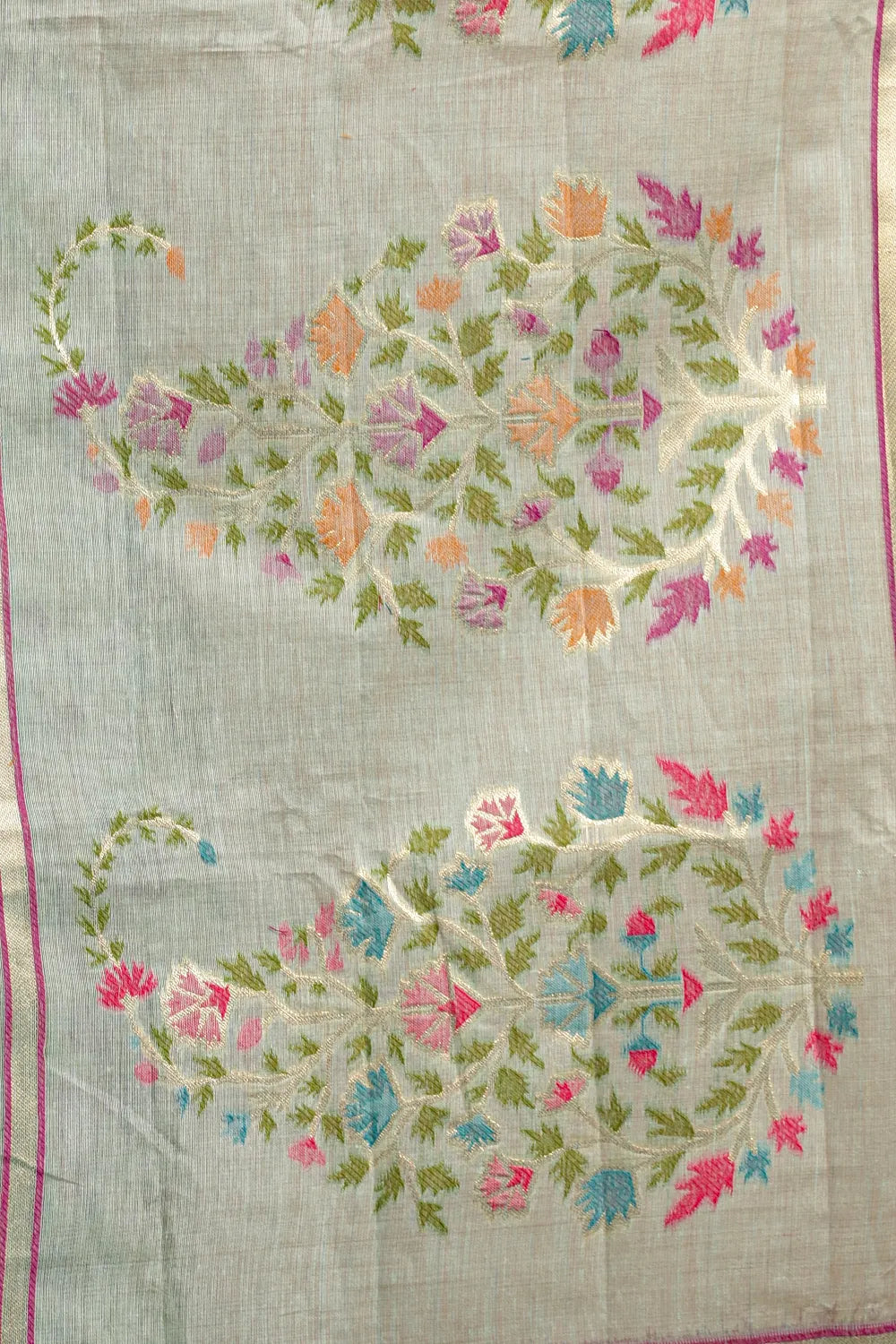 Sea Green Cotton Silk Saree
