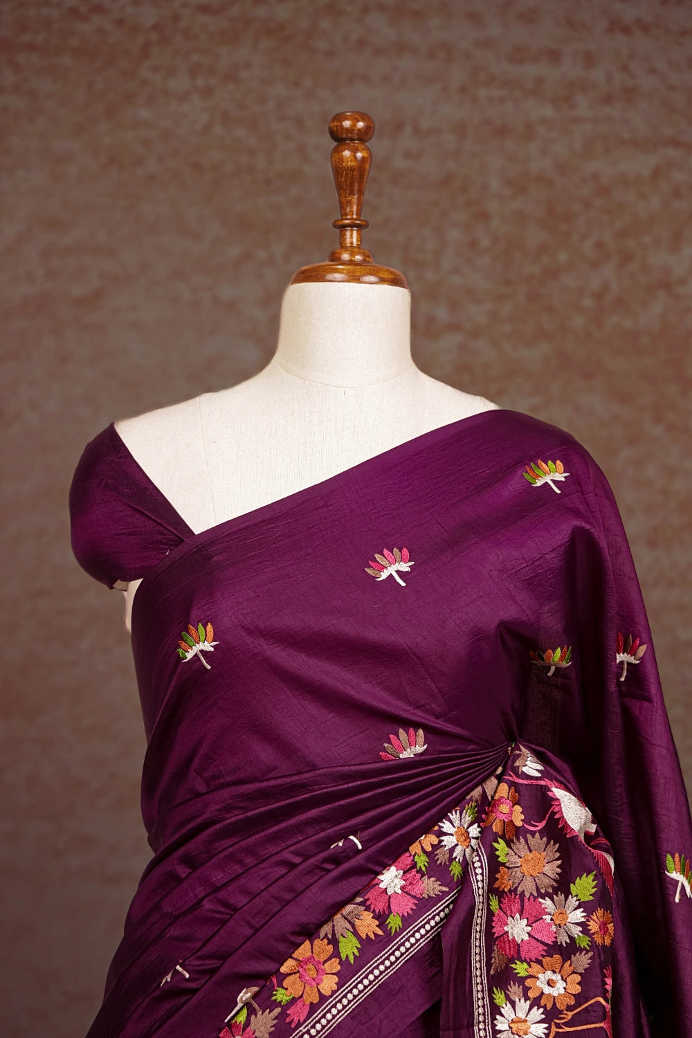 Dark Purple Semi Tussar Saree