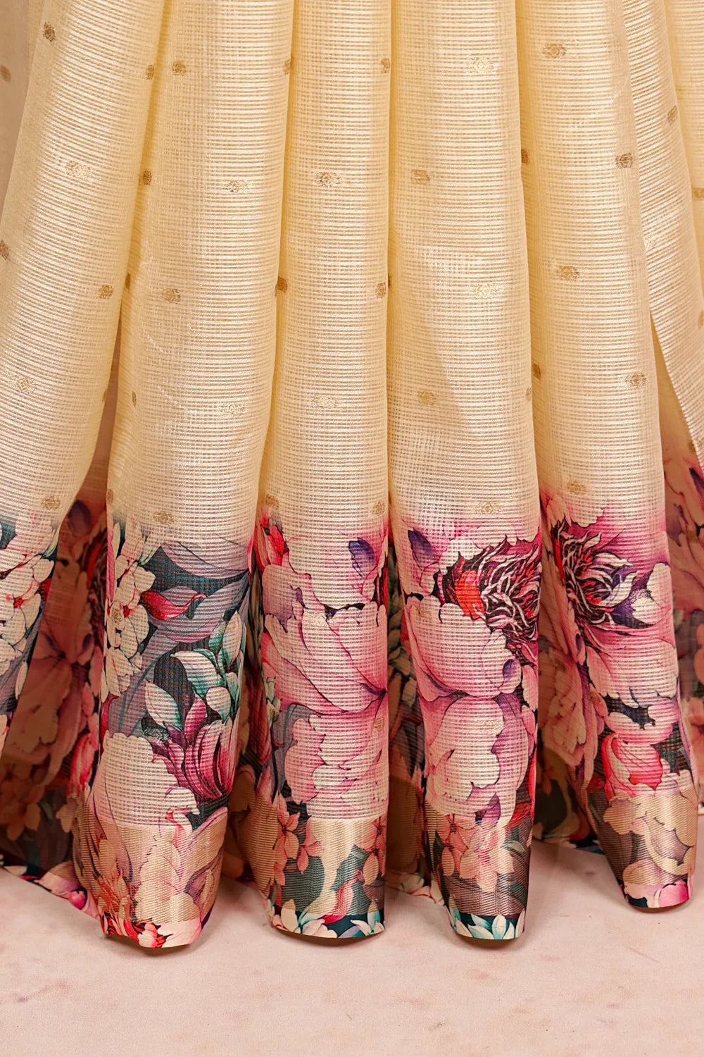 Cream Kota Silk Saree
