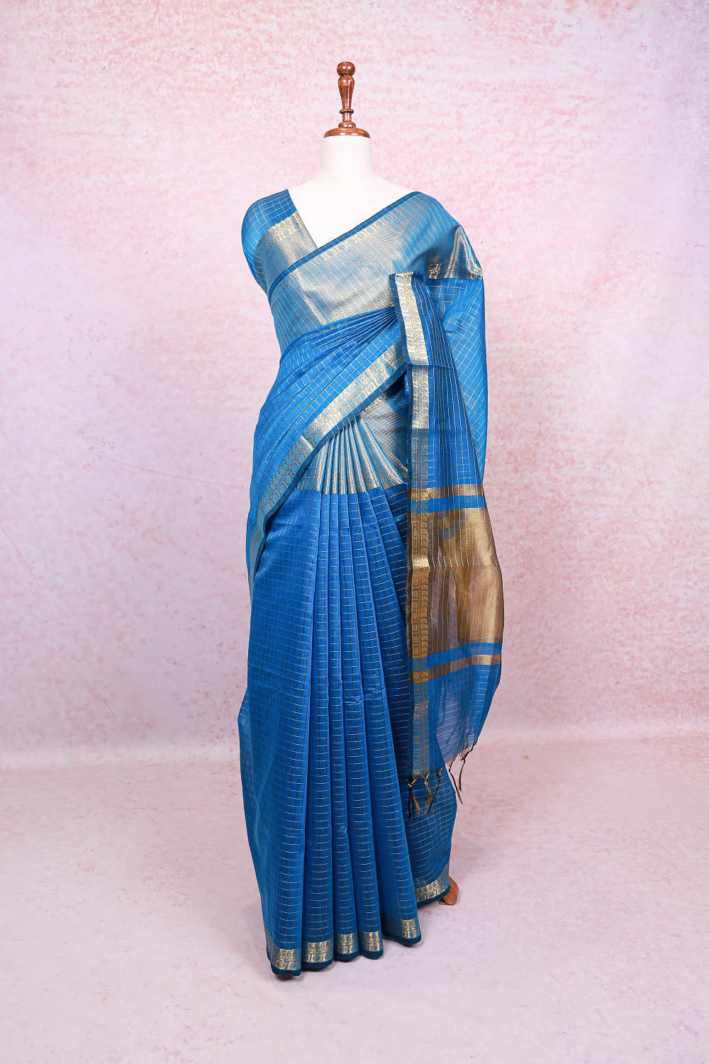 Blue Chanderi Cotton Saree