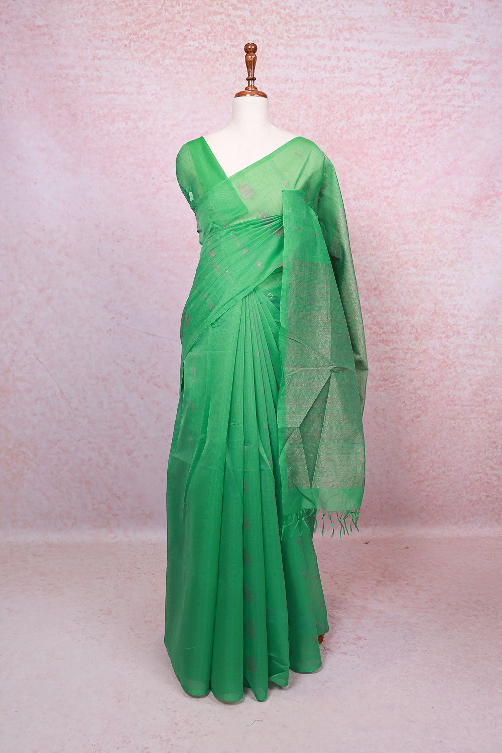 Green Semi Tussar Saree