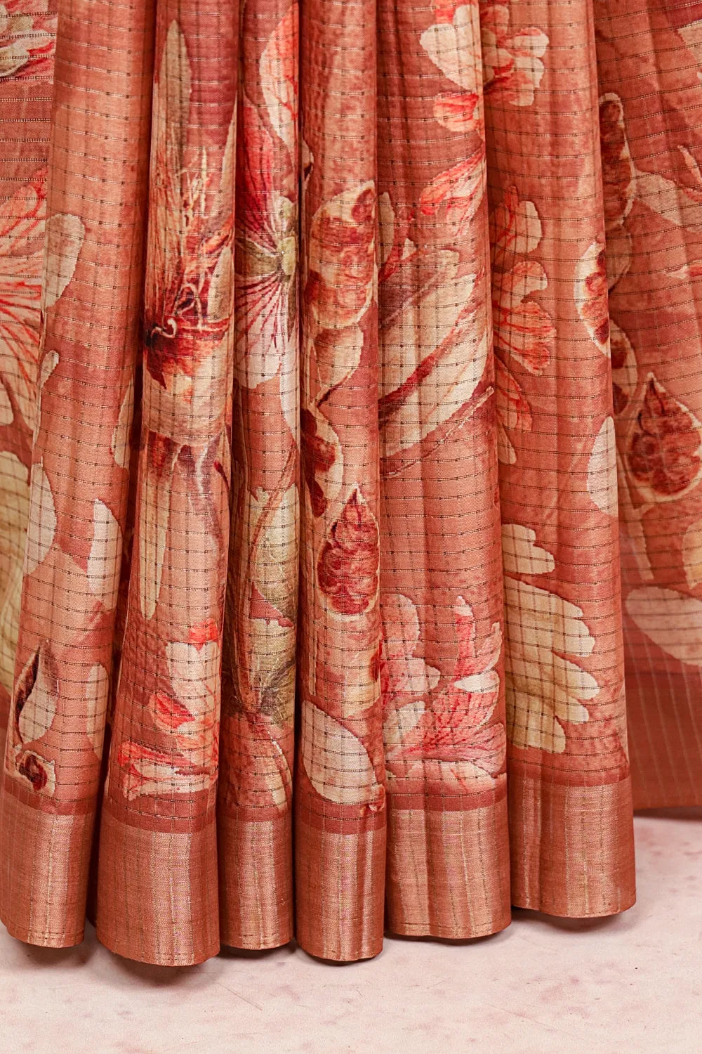 Chocolate Colour Soft Tussar Saree