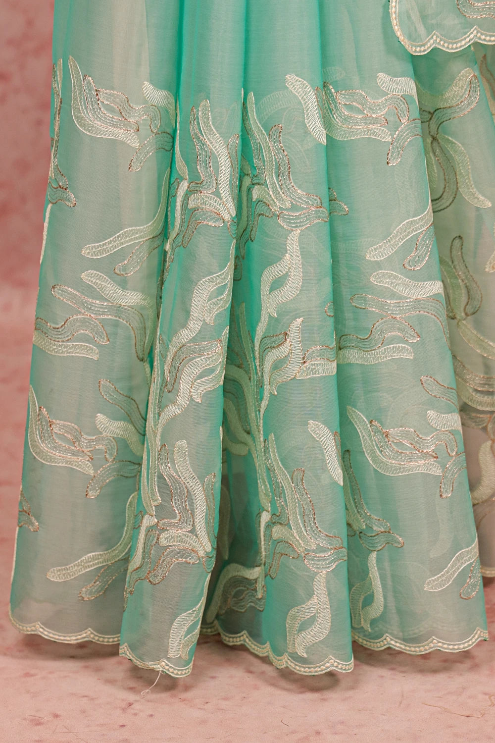 Sea Blue Organza Saree