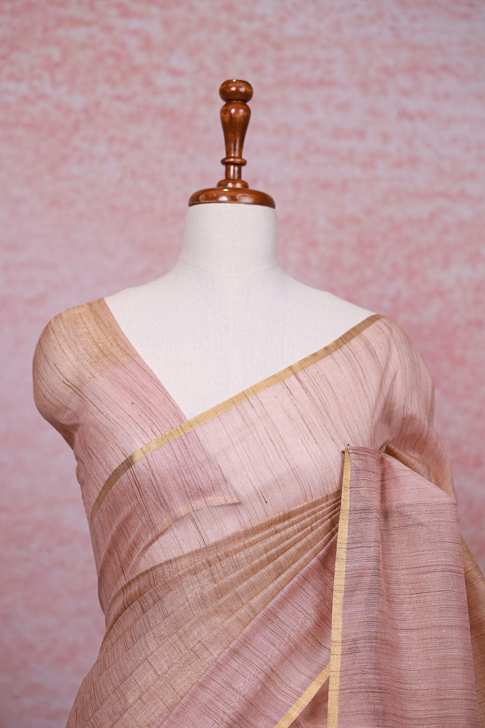 Peach Semi Linen Saree