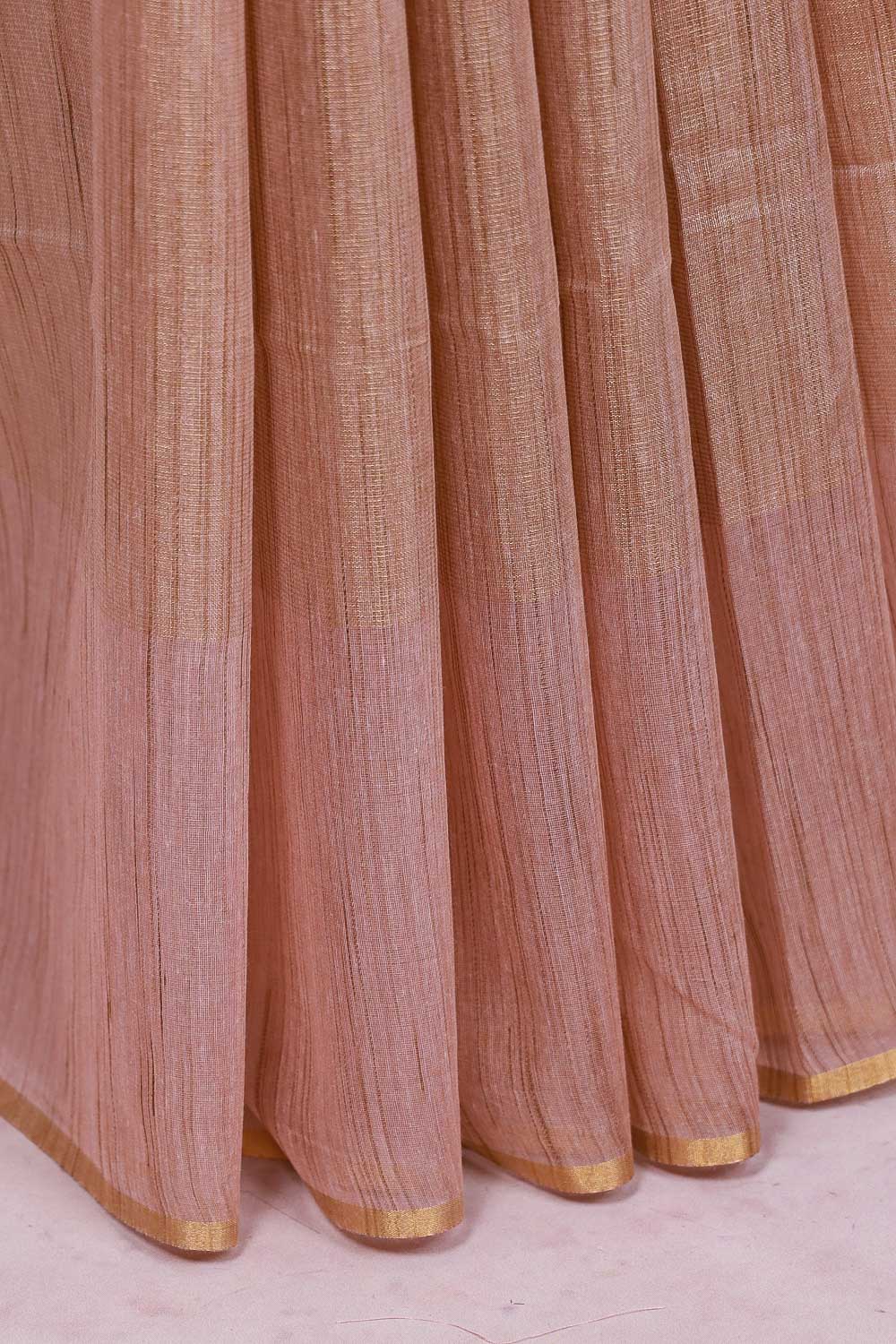 Peach Semi Linen Saree