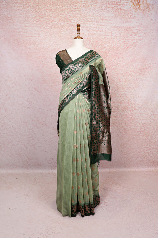 Pista Green Semi Jute Saree