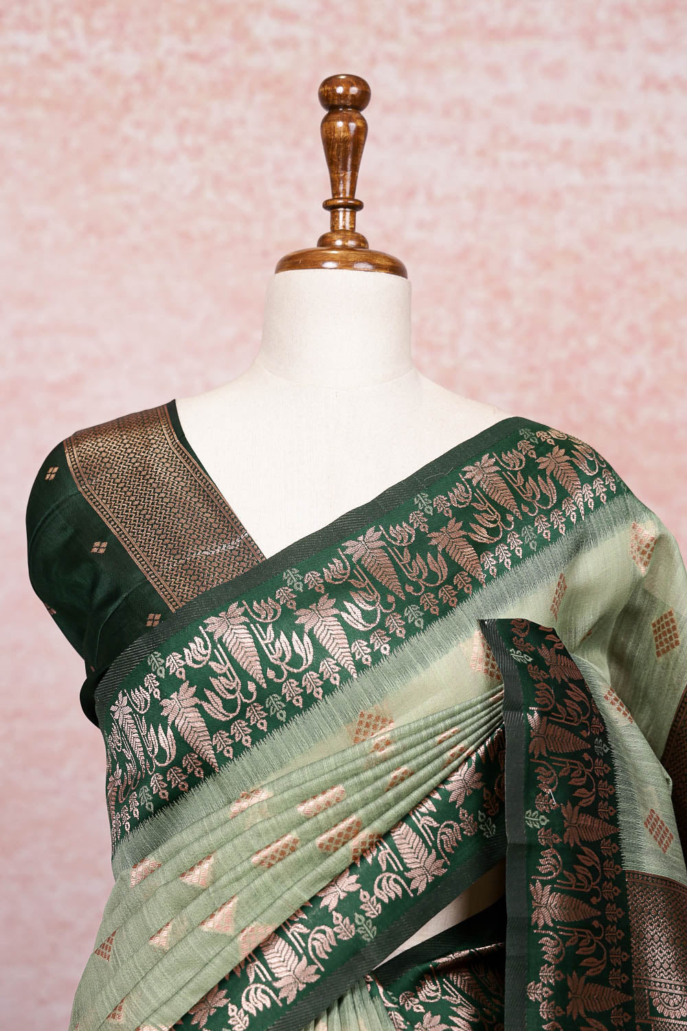 Pista Green Semi Jute Saree