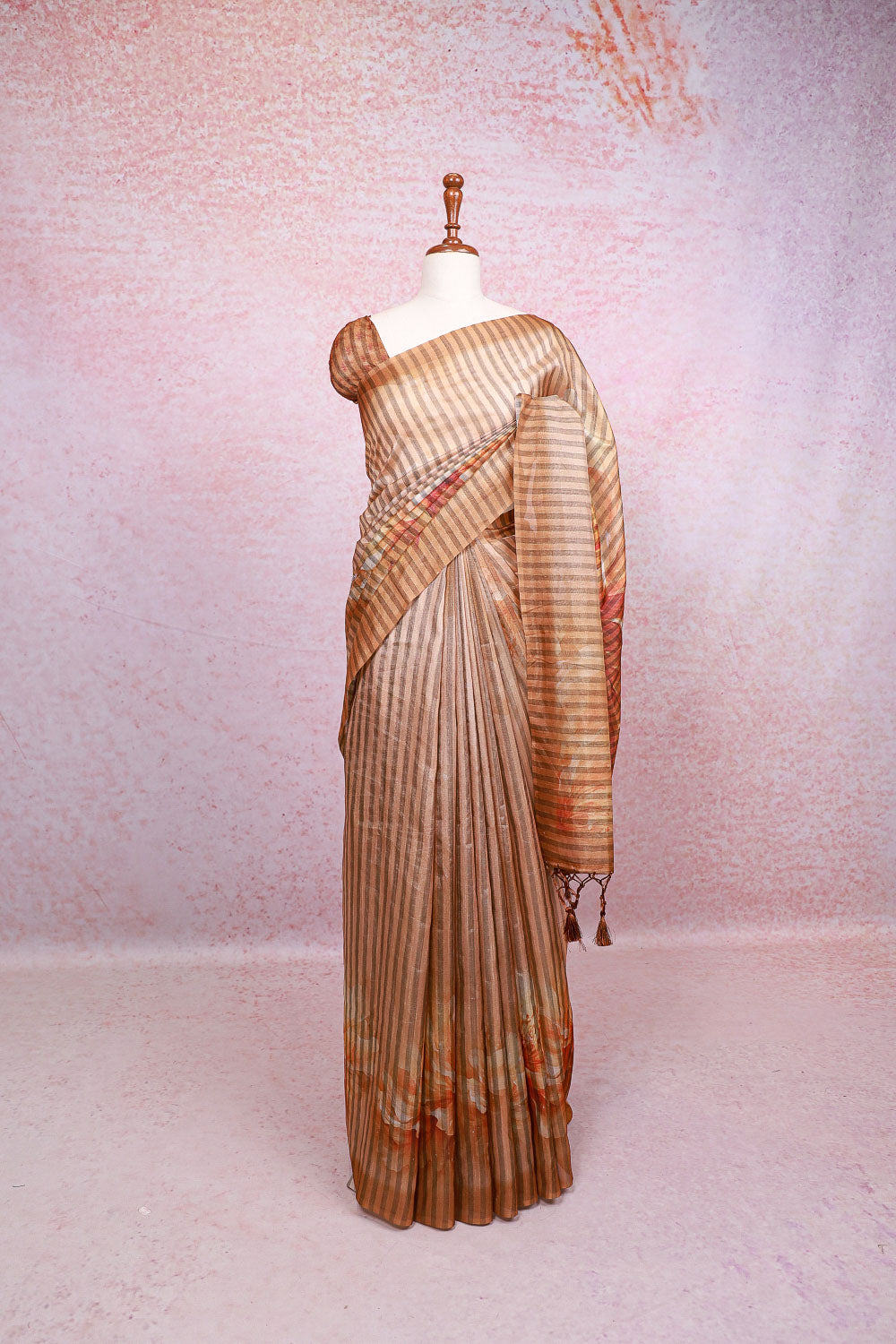 Fawn Color Semi Tussar Saree
