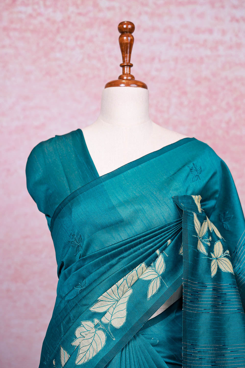 Teal Green Semi Tussar Saree
