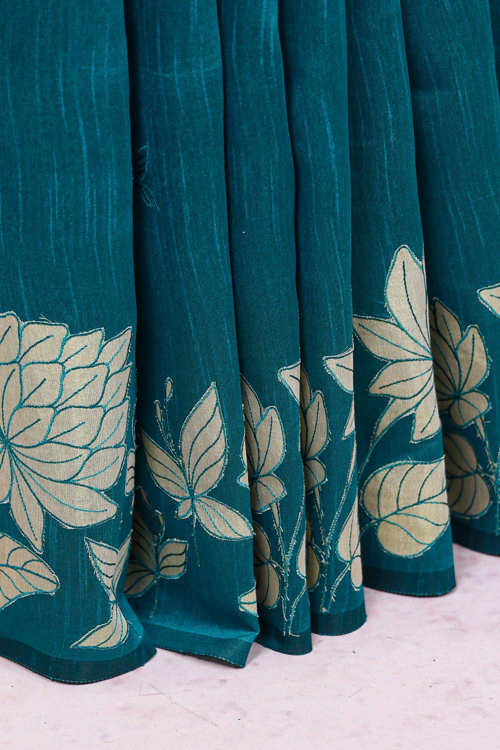 Teal Green Semi Tussar Saree