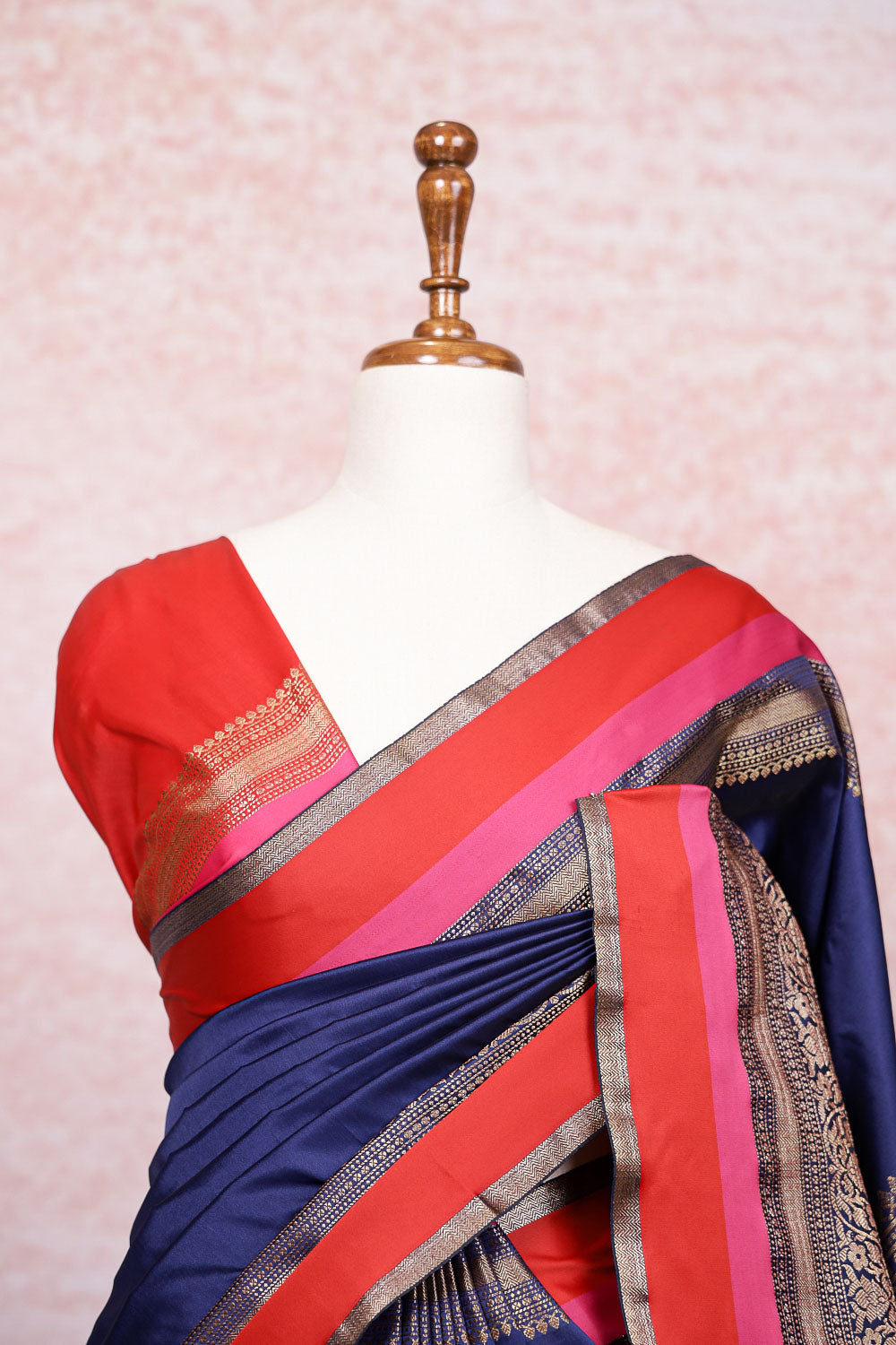 Navy Blue Cotton Silk Saree