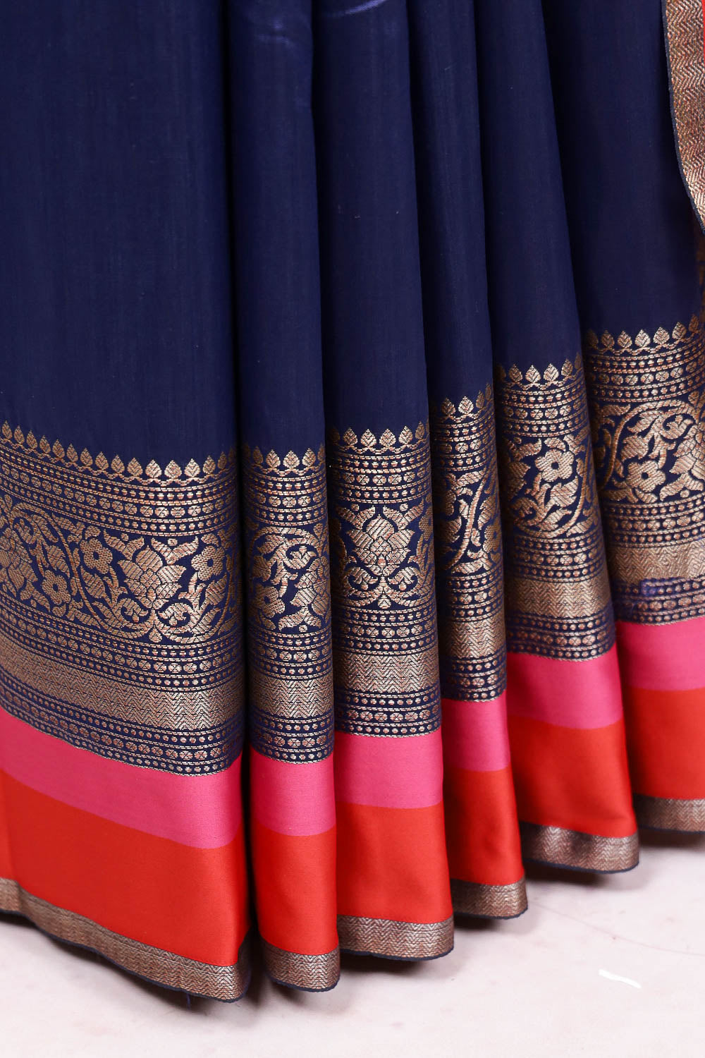 Navy Blue Cotton Silk Saree