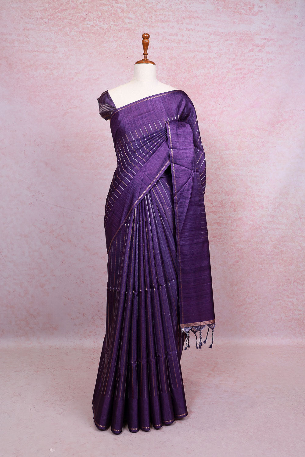 Dark Lavender Semi Tussar Saree