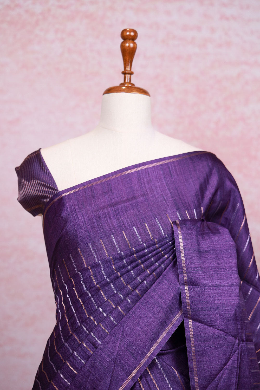 Dark Lavender Semi Tussar Saree