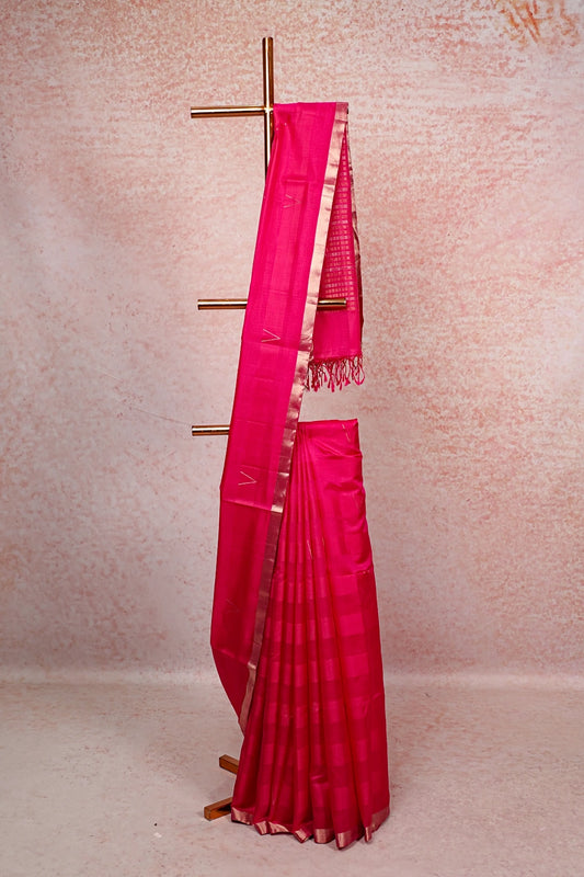 Rani Pink Kora Saree