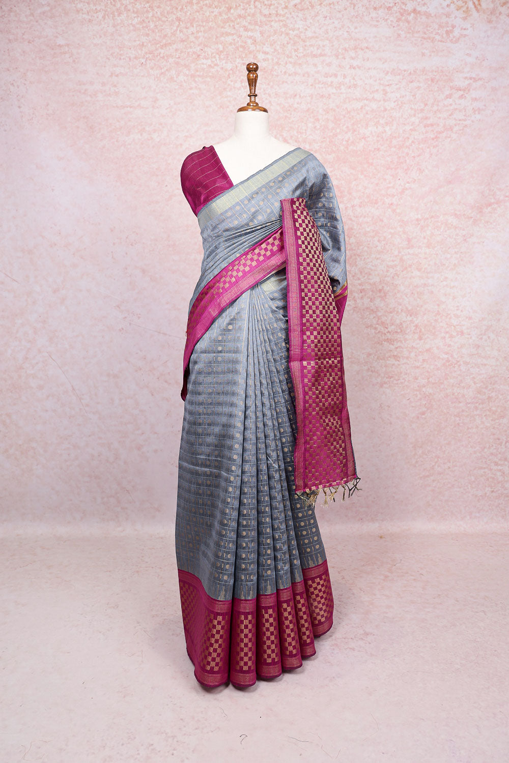 Grey Semi Jute Saree