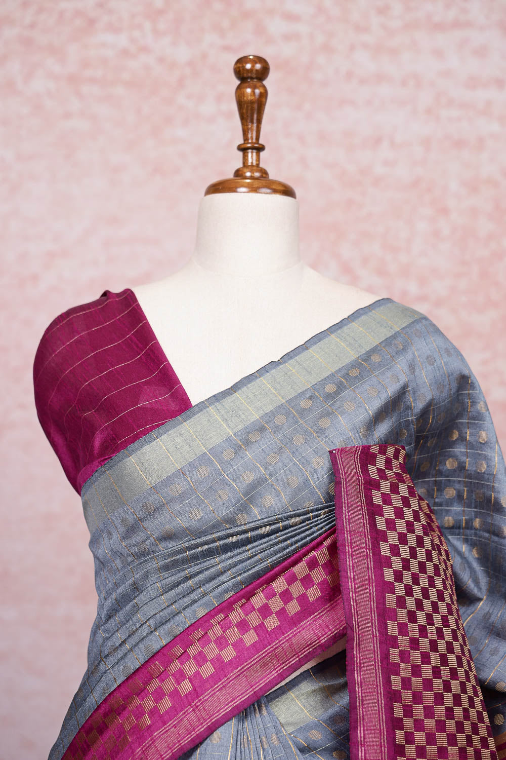 Grey Semi Jute Saree