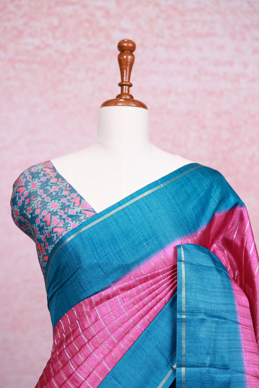 Onion Pink Semi Tussar Saree
