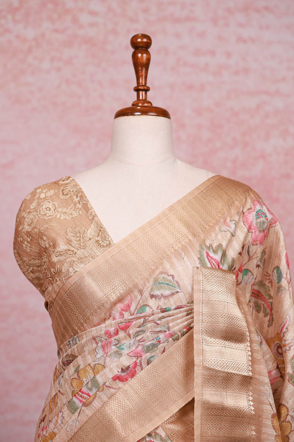 Cream Semi Silk Saree