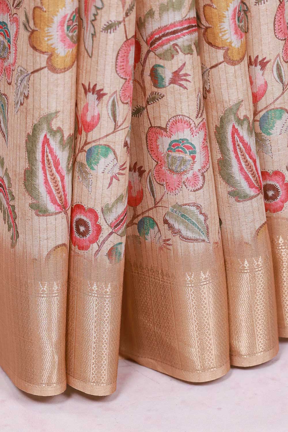Cream Semi Silk Saree