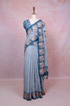 Bluish Grey Semi Tussar Saree