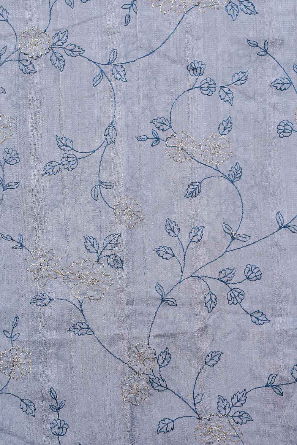 Bluish Grey Semi Tussar Saree