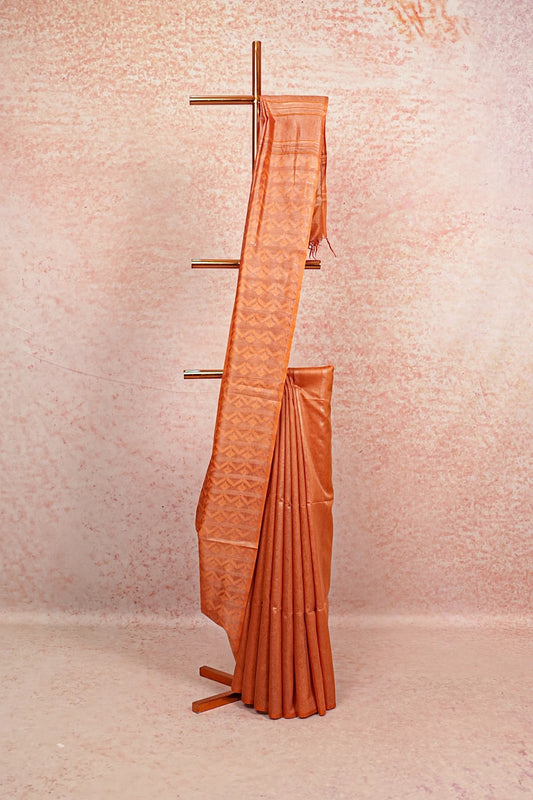 Light Peach Tussar Silk Saree
