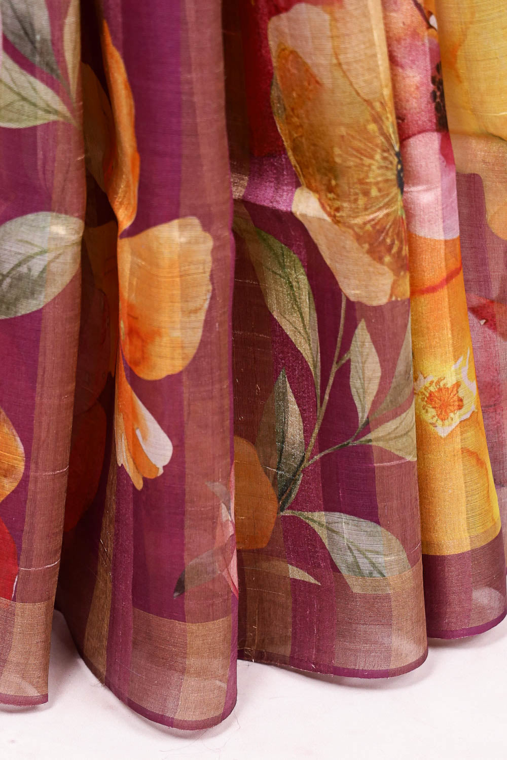 Dark Wine Tussar Jute Saree