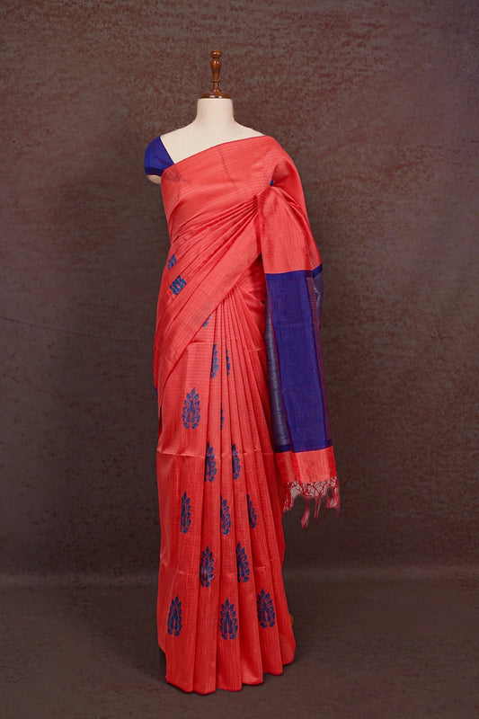 Light Orange Semi Jute Saree