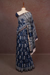 Navy Blue Semi Chanderi Saree