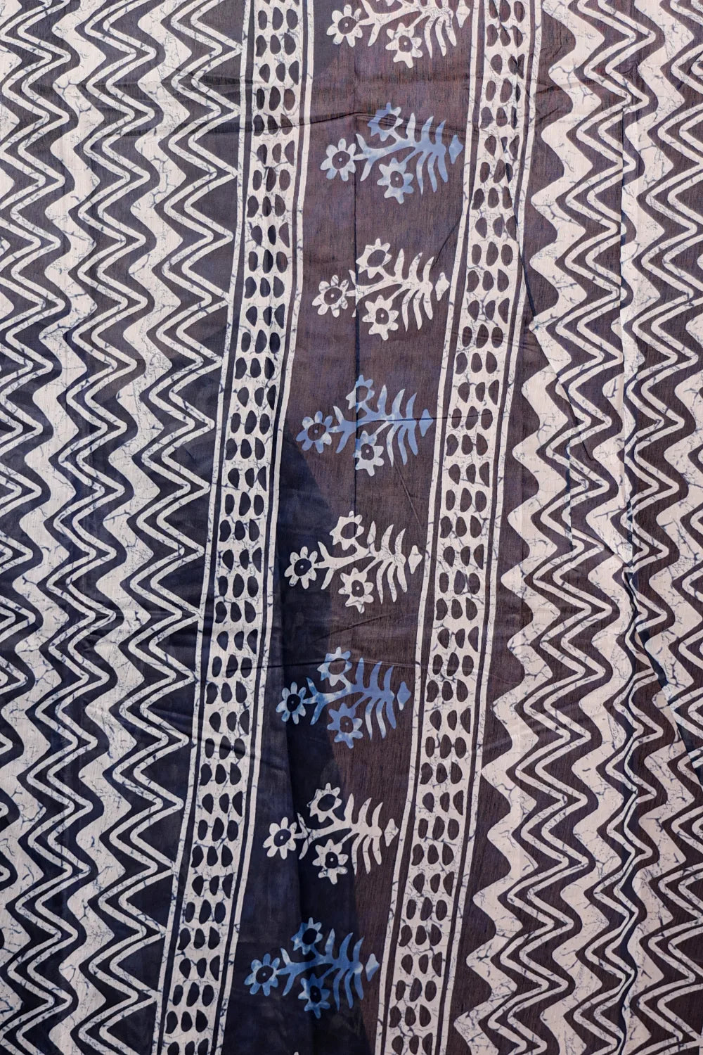 Navy Blue Semi Chanderi Saree